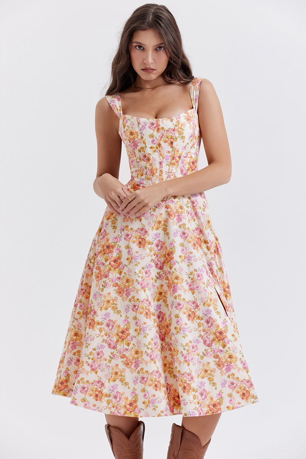 Stilla | Blomstret Let Midi Solkjole