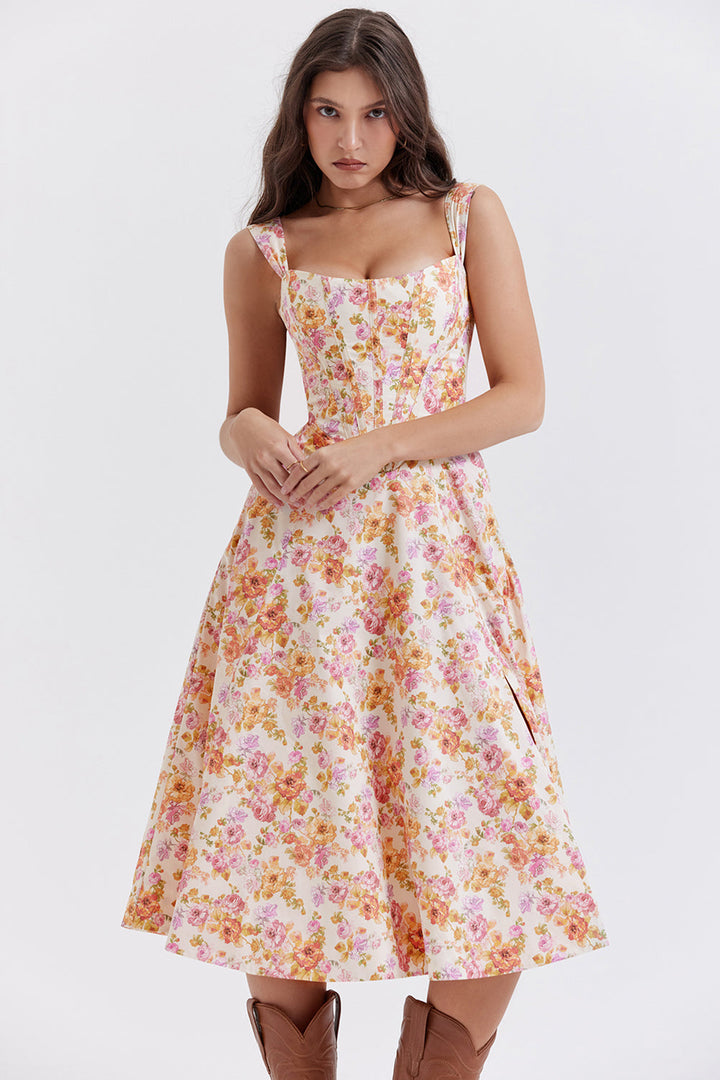 Stilla | Blomstret Let Midi Solkjole