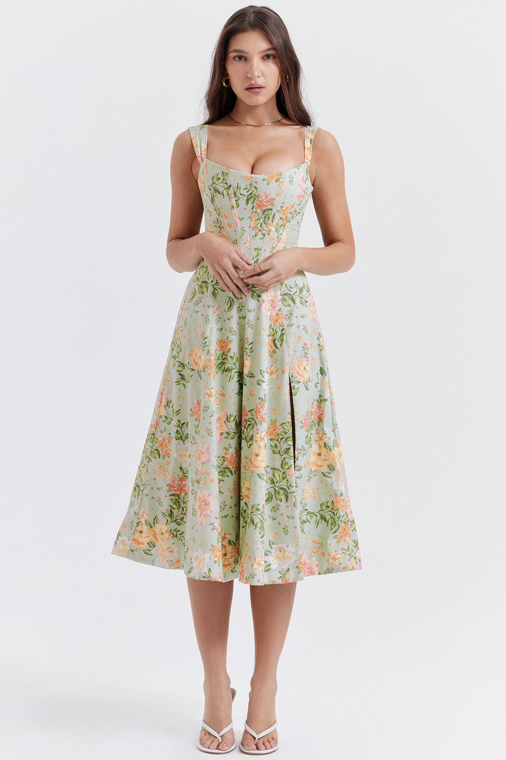 Stilla | Blomstret Let Midi Solkjole