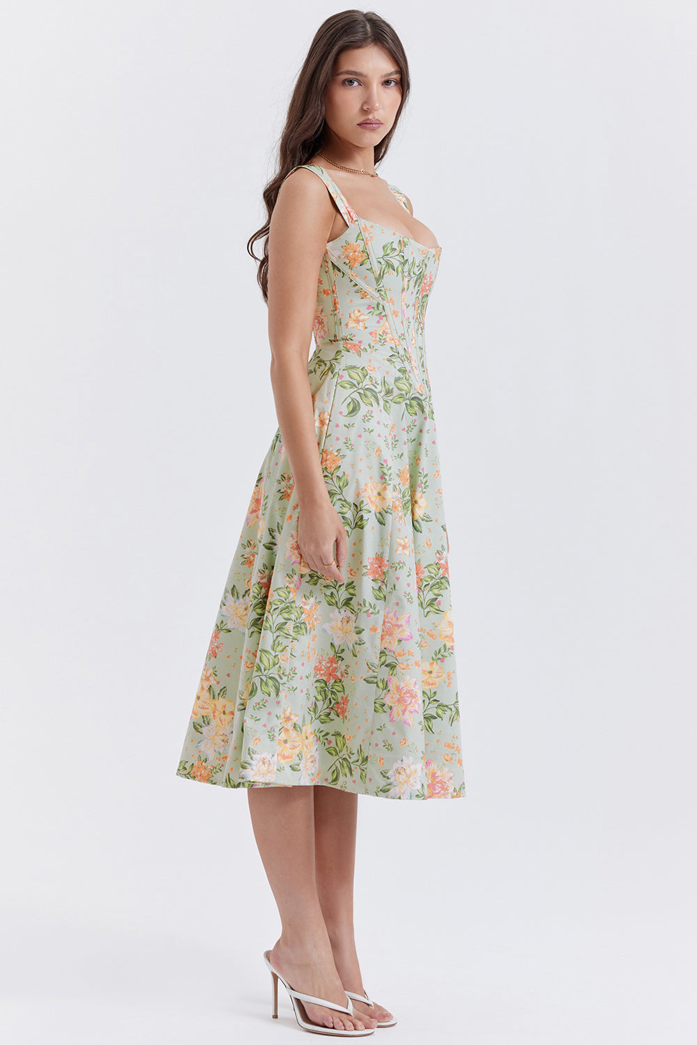 Stilla | Blomstret Let Midi Solkjole
