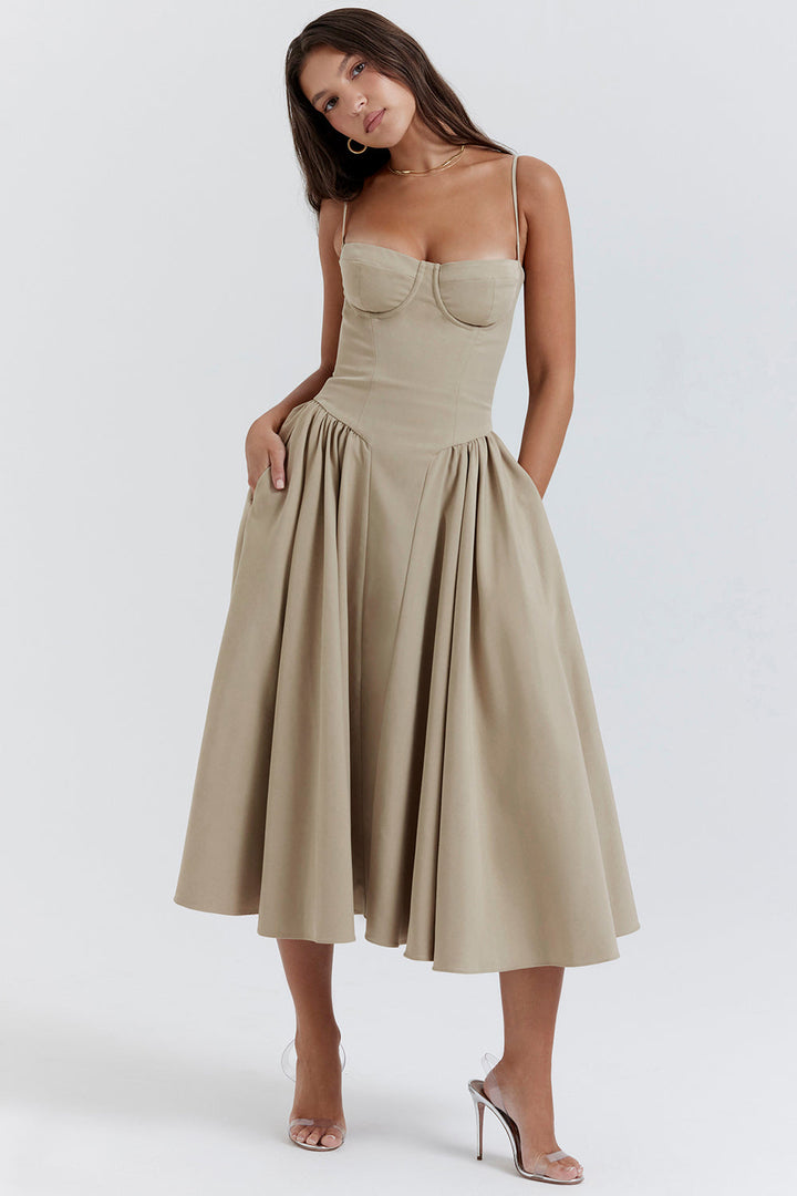 Stilla | Twill Korset Midikjole