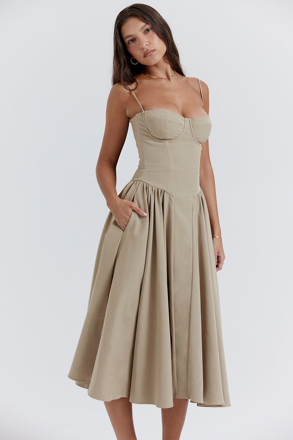 Stilla | Twill Korset Midikjole