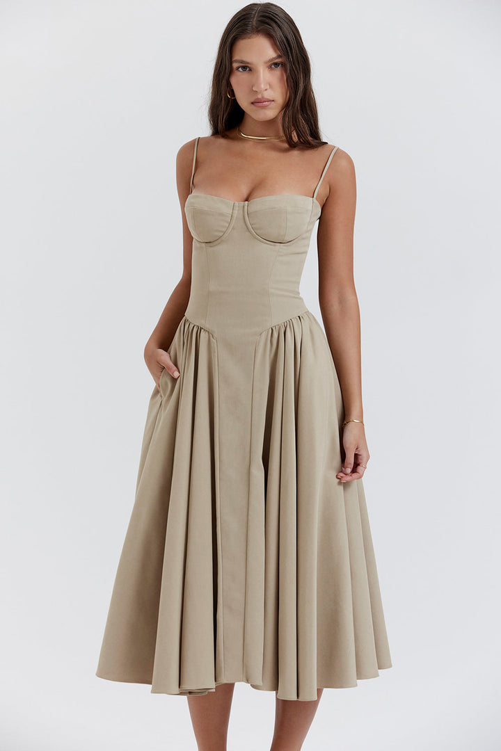 Stilla | Twill Korset Midikjole