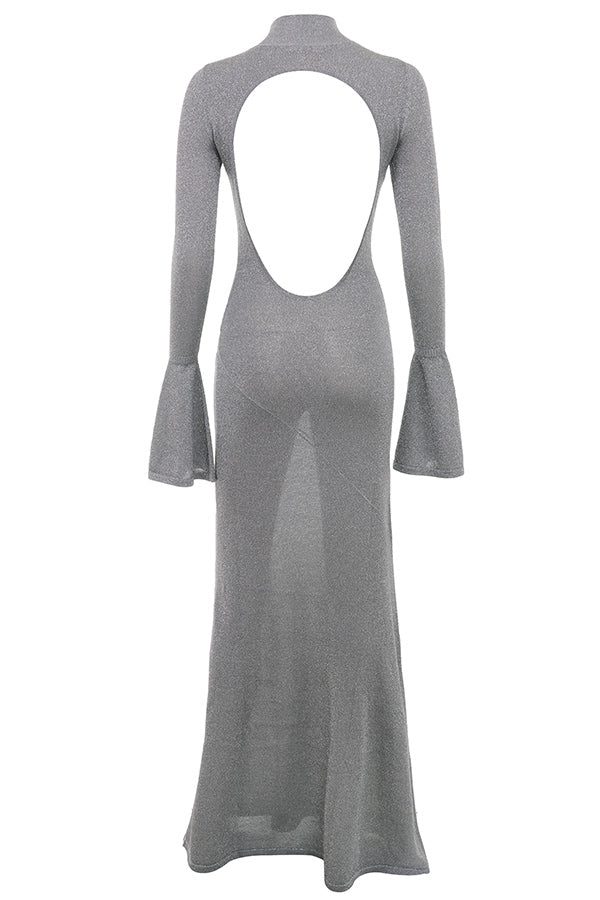 Stilla | Metallic Maxikjole Stål