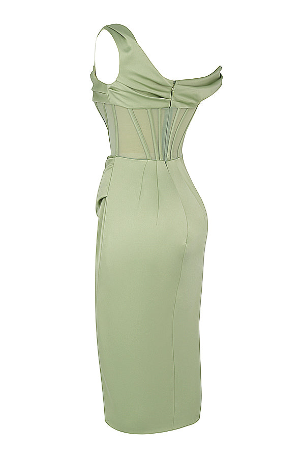 Stilla | Asymmetrisk Draperet Midi Korsetkjole