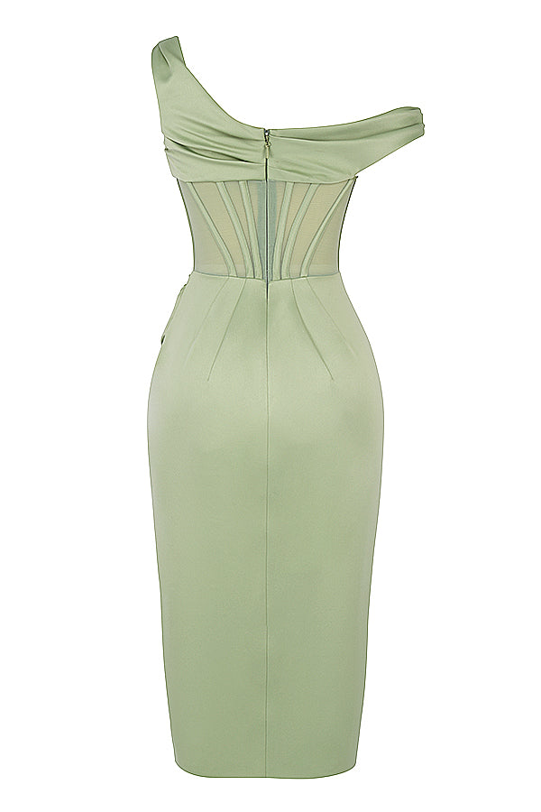 Stilla | Asymmetrisk Draperet Midi Korsetkjole
