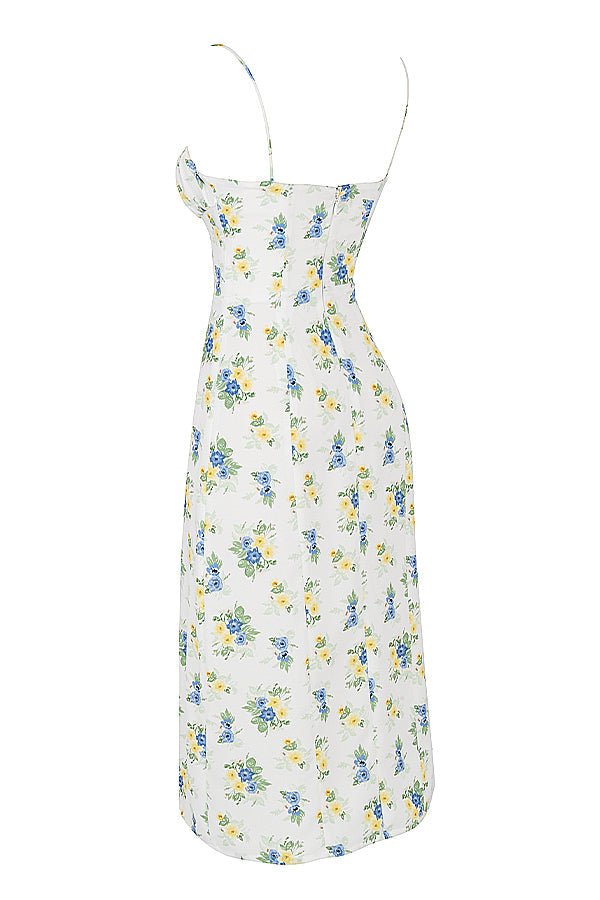 Stilla | Blomstret Bustier Midikjole