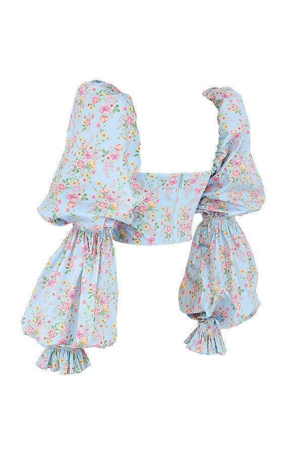 Stilla | Cropped Korsettop Med Blomster