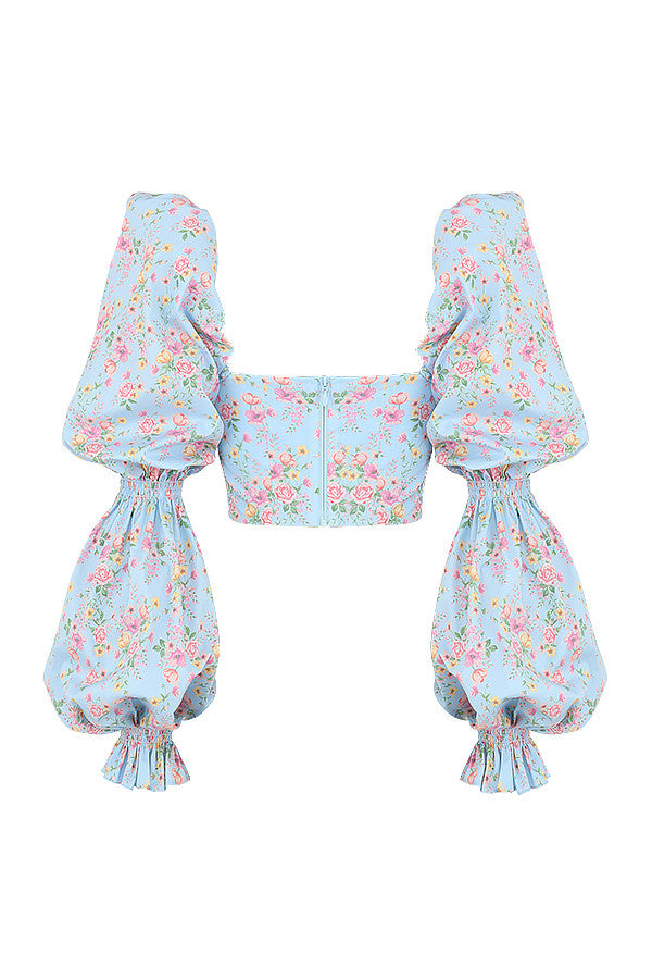 Stilla | Cropped Korsettop Med Blomster