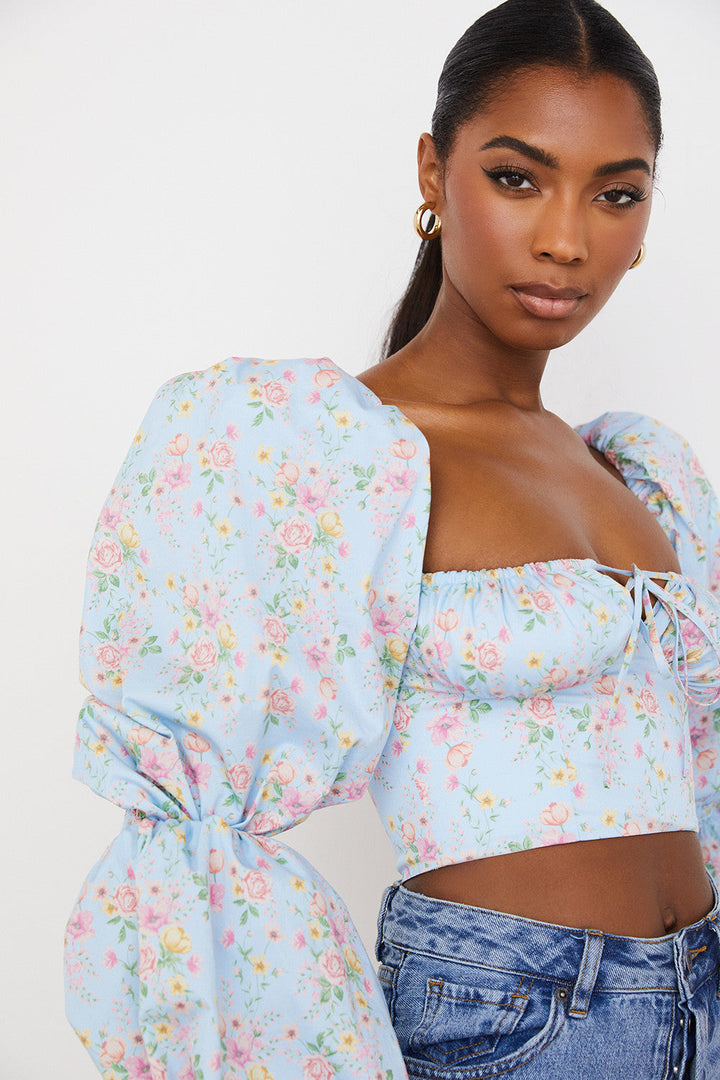 Stilla | Cropped Korsettop Med Blomster