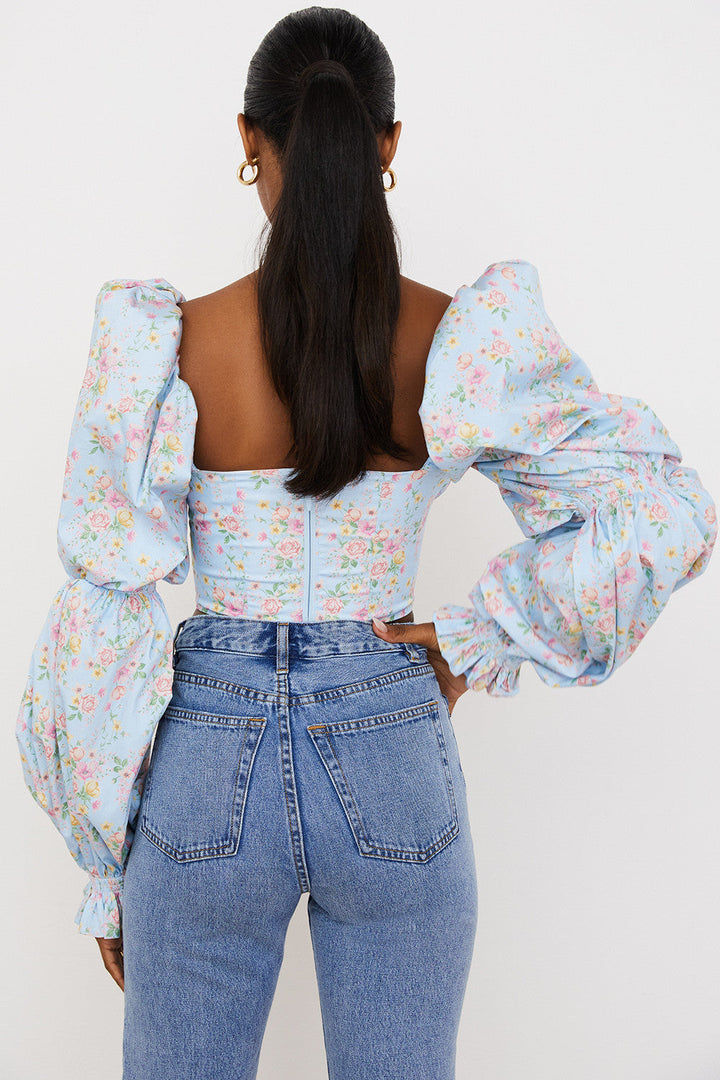 Stilla | Cropped Korsettop Med Blomster