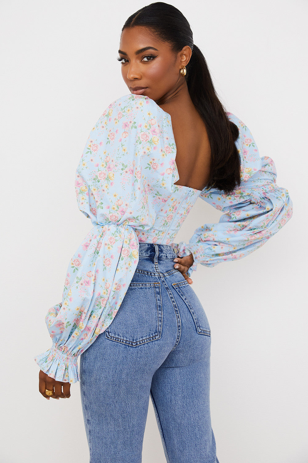 Stilla | Cropped Korsettop Med Blomster