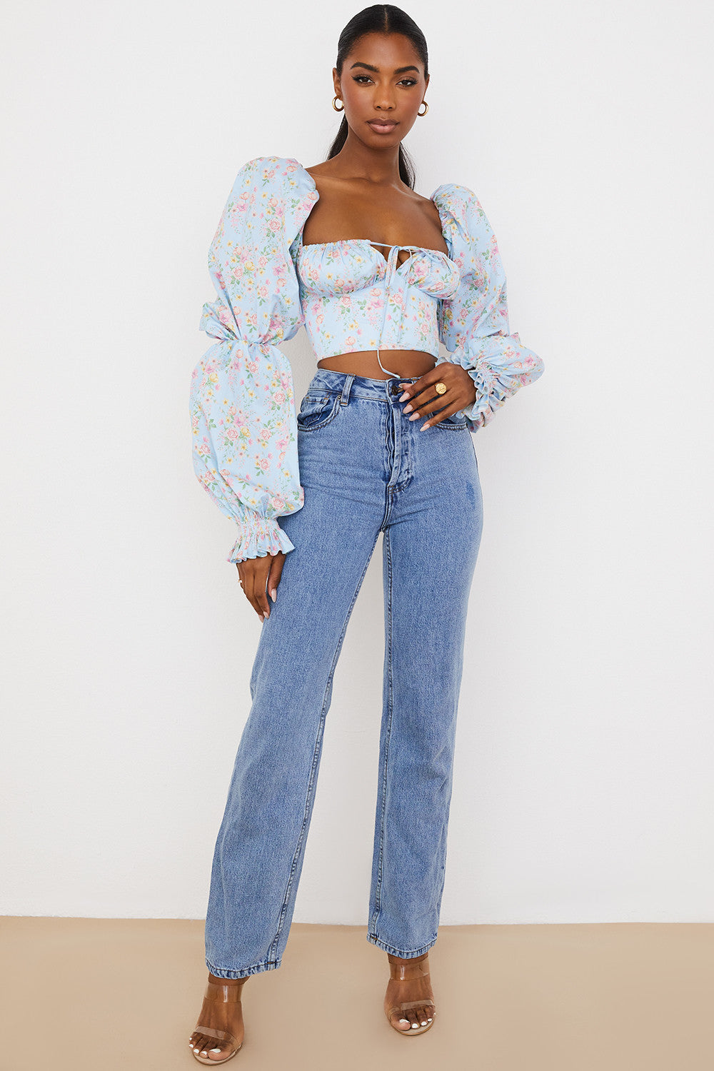 Stilla | Cropped Korsettop Med Blomster