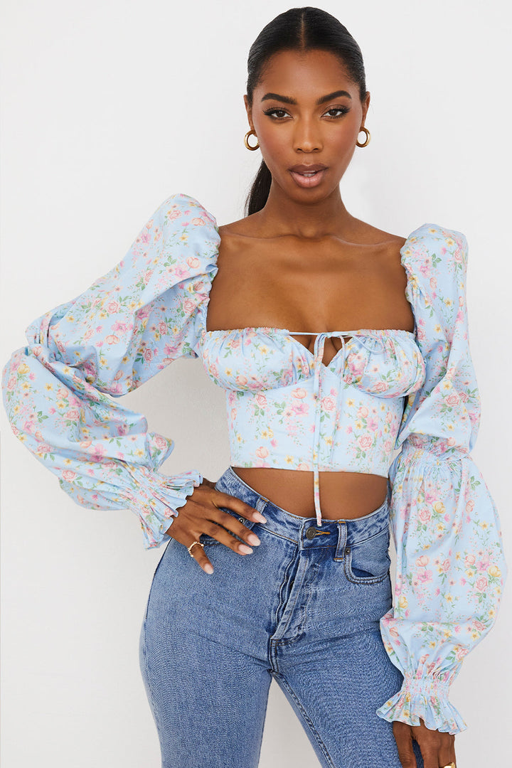 Stilla | Cropped Korsettop Med Blomster