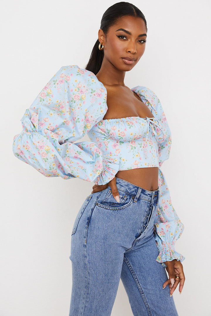 Stilla | Cropped Korsettop Med Blomster