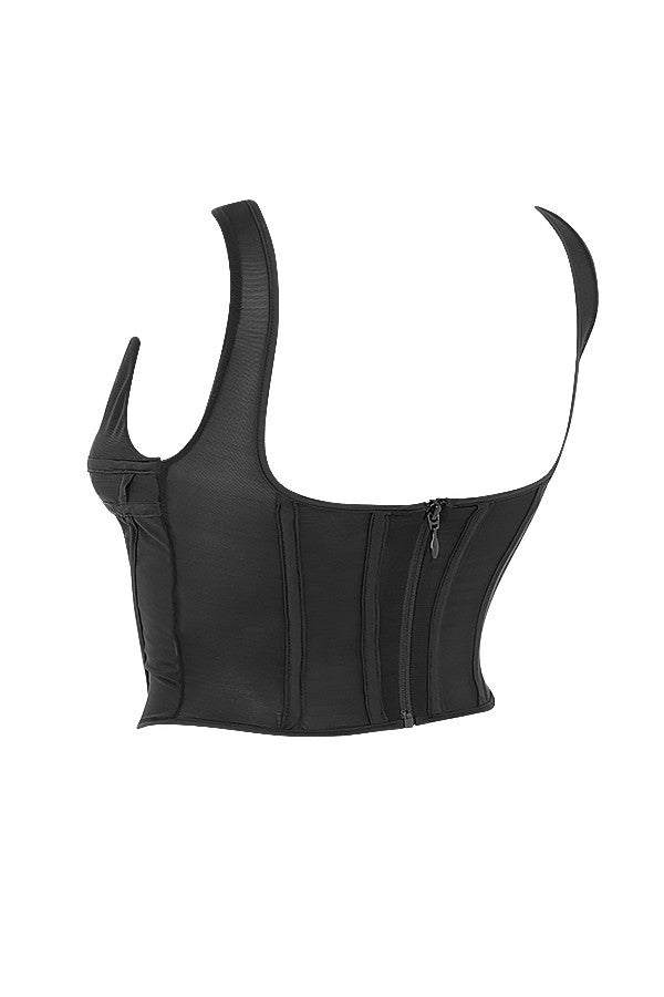 Stilla | Sort Mesh Korset Top