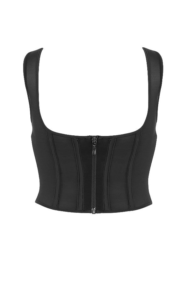 Stilla | Sort Mesh Korset Top
