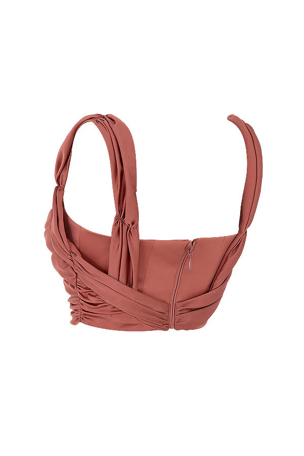 Stilla | Rose Satin Draperet Korset Med Draperet Halsudskæring