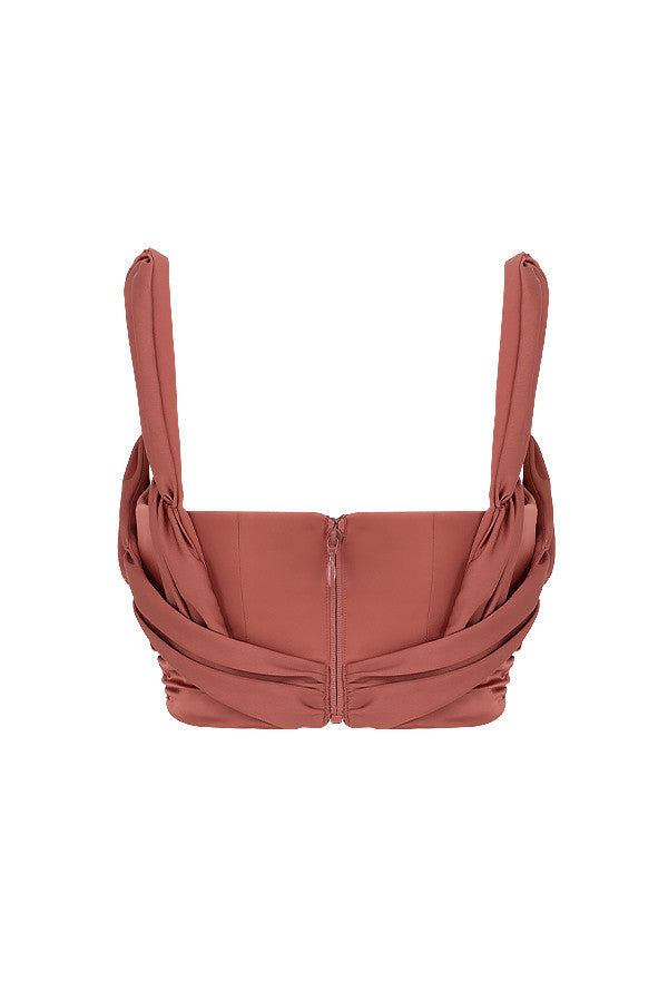Stilla | Rose Satin Draperet Korset Med Draperet Halsudskæring