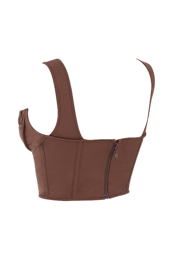Stilla | Chokolade Rynket Korset Top