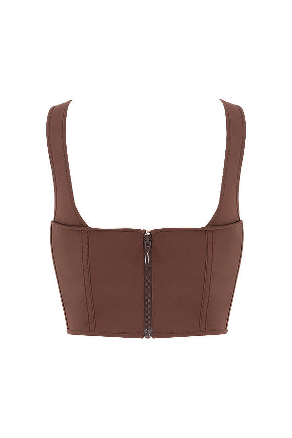 Stilla | Chokolade Rynket Korset Top