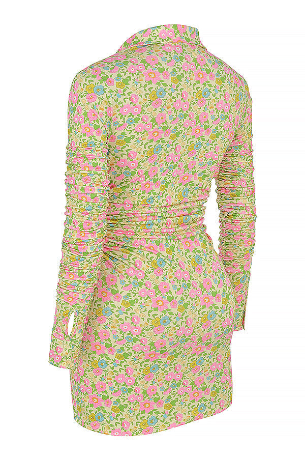Stilla | Årgang Mini Skjortekjole Med Blomster