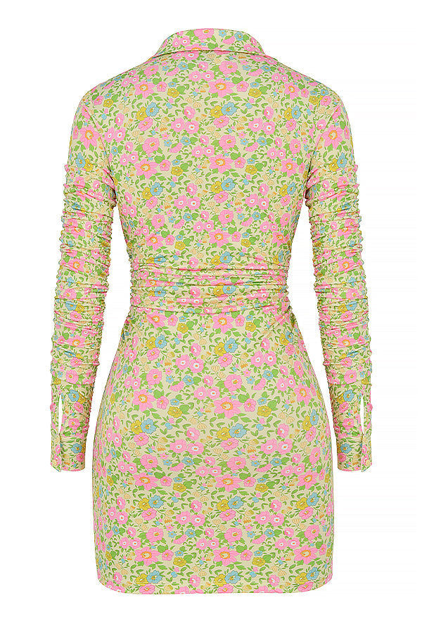 Stilla | Årgang Mini Skjortekjole Med Blomster