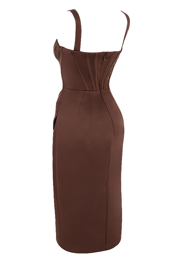 Stilla | Satin Plisseret Midikjole