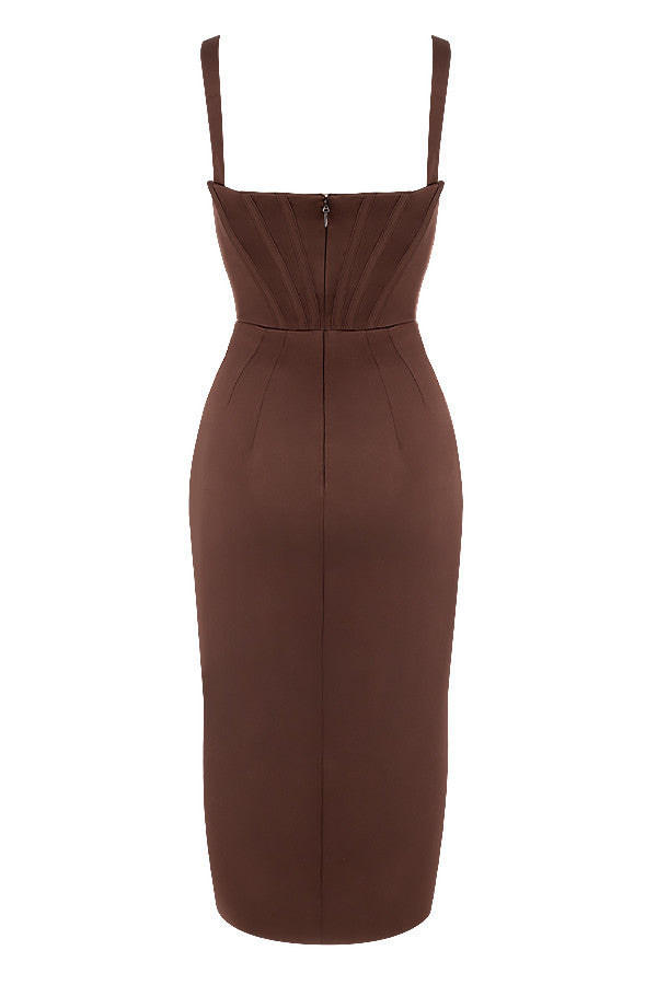 Stilla | Satin Plisseret Midikjole