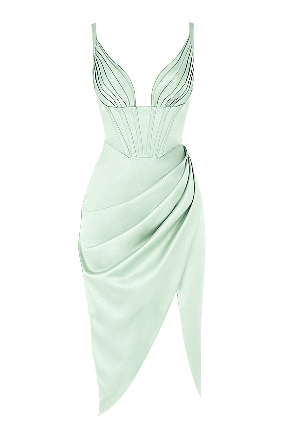 Stilla | Satin Plisseret Midikjole