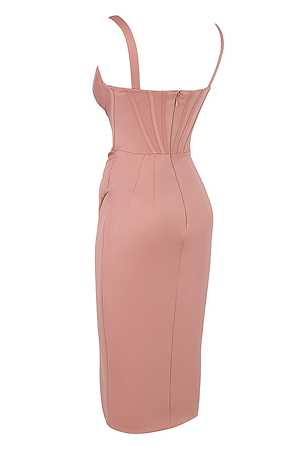 Stilla | Satin Plisseret Midikjole