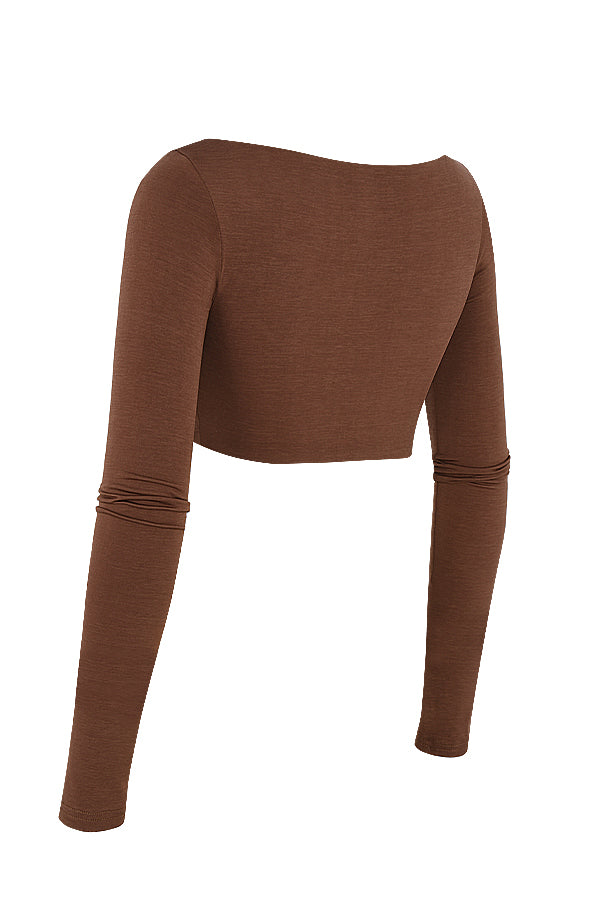 Stilla | Chokoladerynet Croptop Med Jersey Maxi Nederdel Med Snoet Front