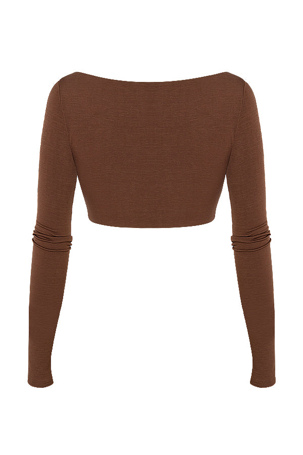 Stilla | Chokoladerynet Croptop Med Jersey Maxi Nederdel Med Snoet Front