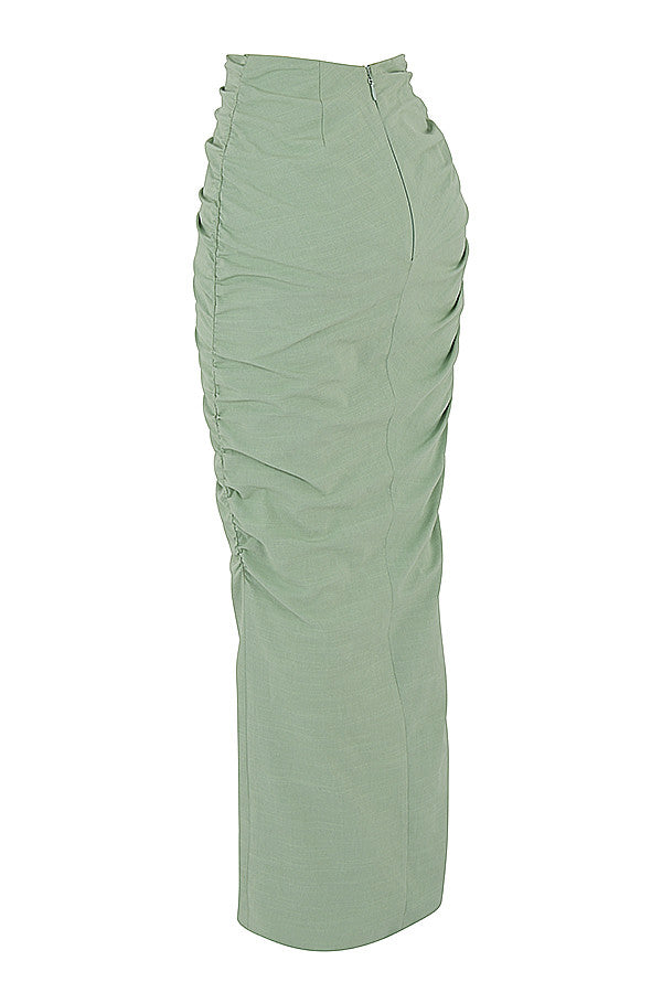 Stilla | Sage Farvet Bustier Top Med Halterneck Og Maxi Nederdel Med Snøre