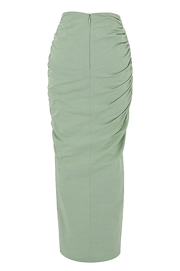 Stilla | Sage Farvet Bustier Top Med Halterneck Og Maxi Nederdel Med Snøre