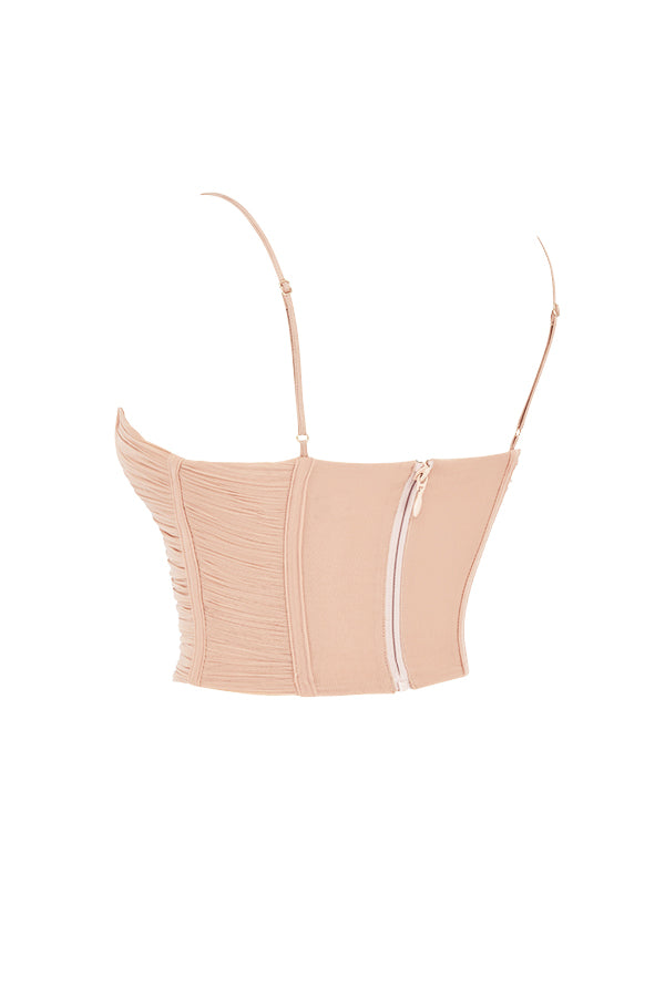 Stilla | Beige Mesh Draperet Korset