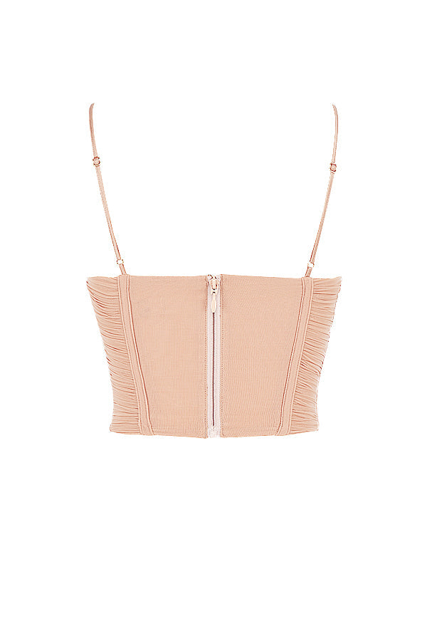 Stilla | Beige Mesh Draperet Korset