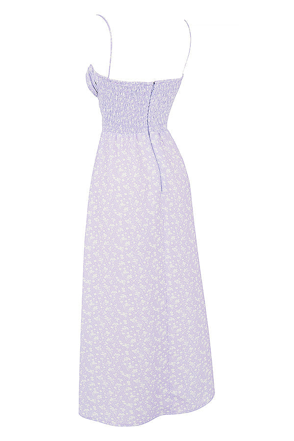 Stilla | Syren Blomstret Smock Ankelkjole
