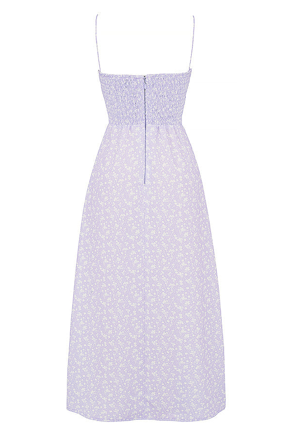 Stilla | Syren Blomstret Smock Ankelkjole