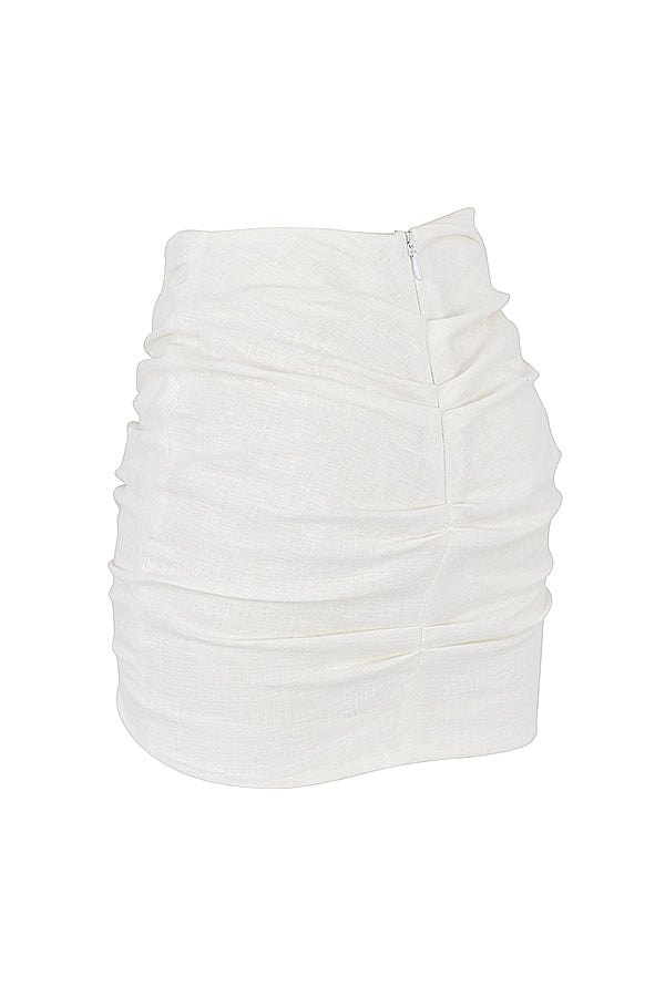Stilla | Off White Cropped Slå Om Skjorte Med Foldet Talje Mini Nederdel