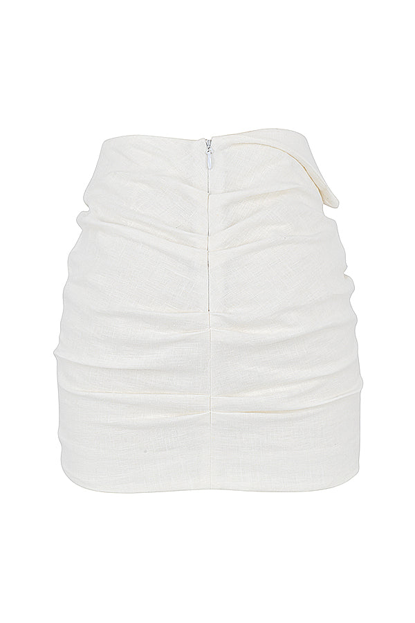 Stilla | Off White Cropped Slå Om Skjorte Med Foldet Talje Mini Nederdel