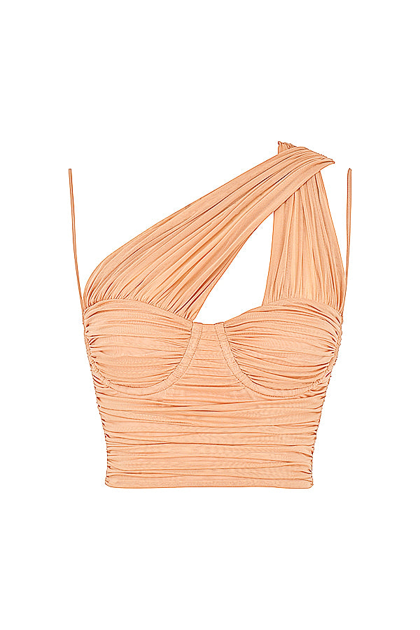 Stilla | Beige Plisseret Mesh Korset