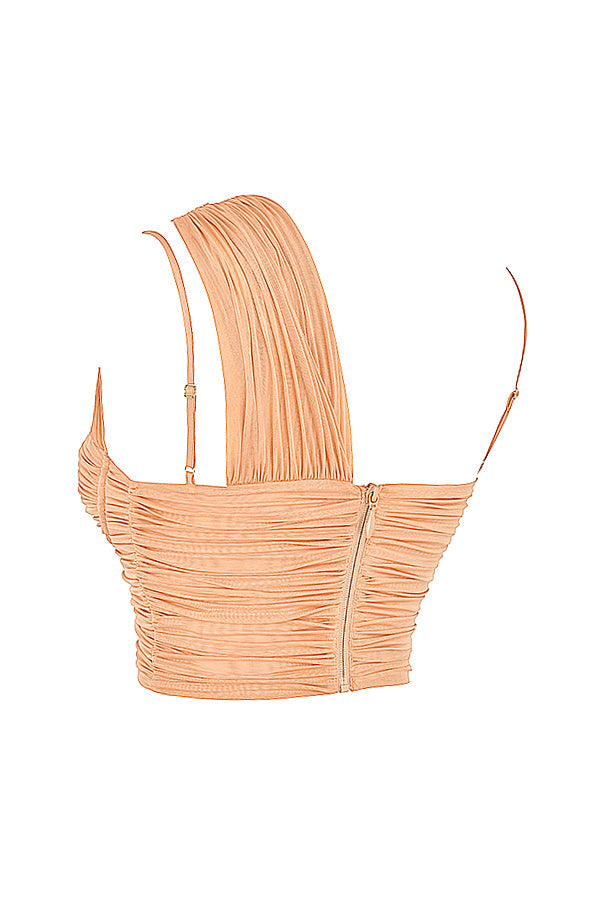 Stilla | Beige Plisseret Mesh Korset