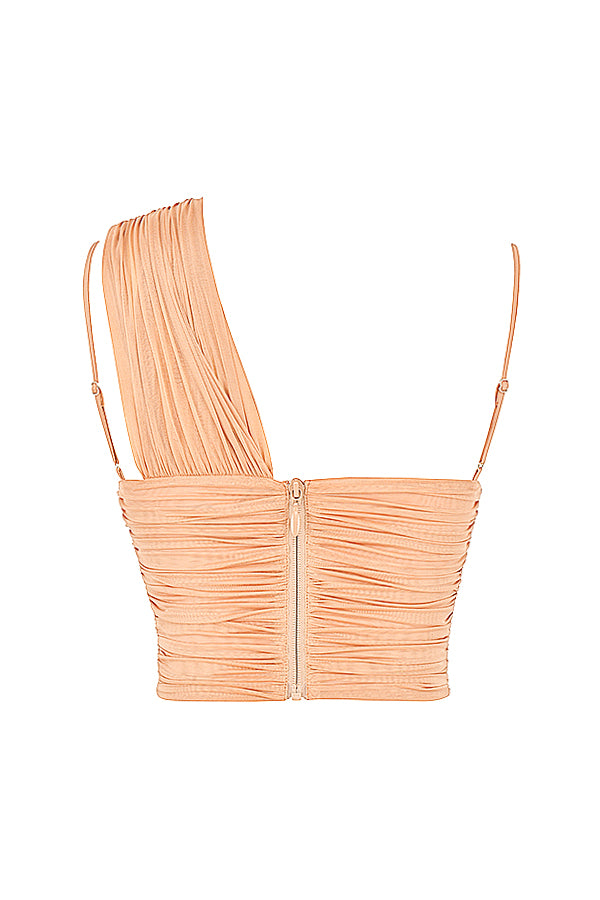 Stilla | Beige Plisseret Mesh Korset