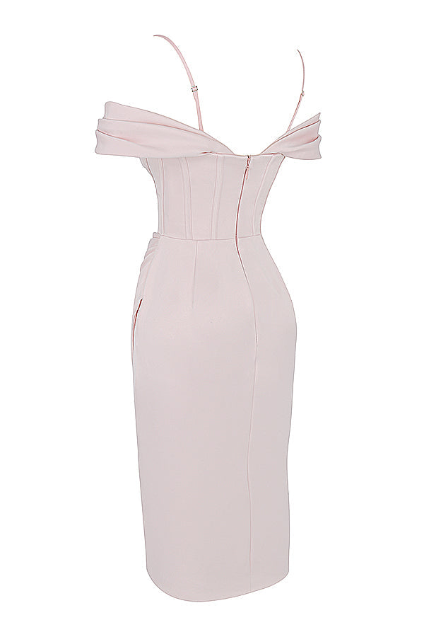 Stilla | Rødmende Off Shoulder Korsetkjole