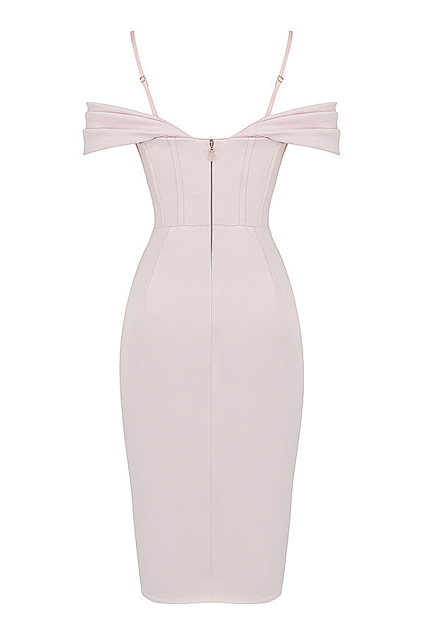 Stilla | Rødmende Off Shoulder Korsetkjole