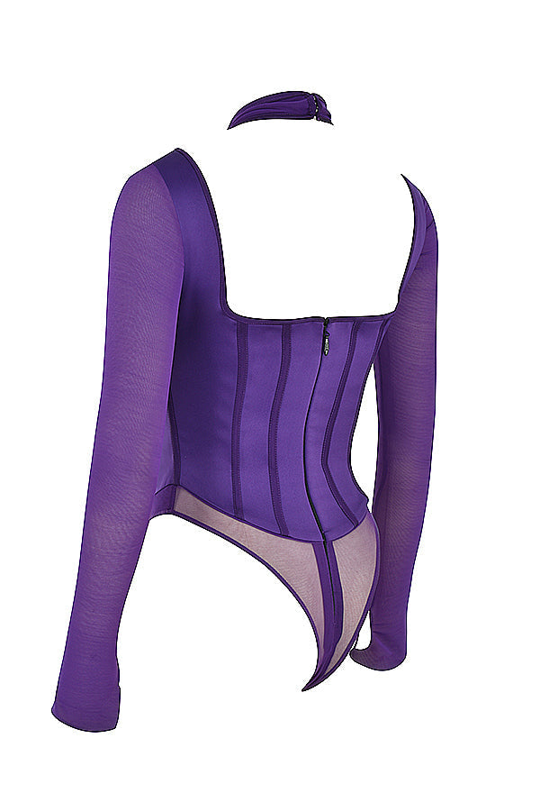 Stilla | Grape Halterneck Korset Bodysuit