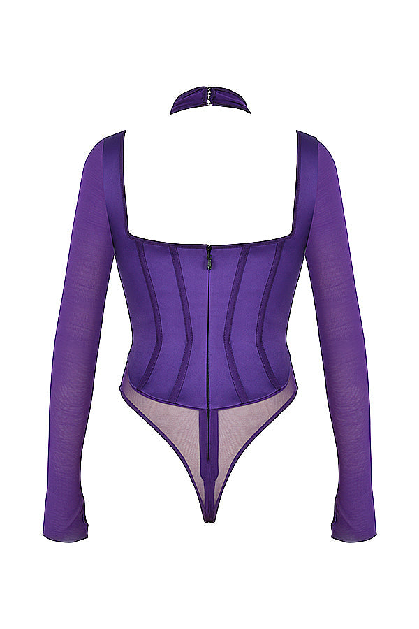 Stilla | Grape Halterneck Korset Bodysuit
