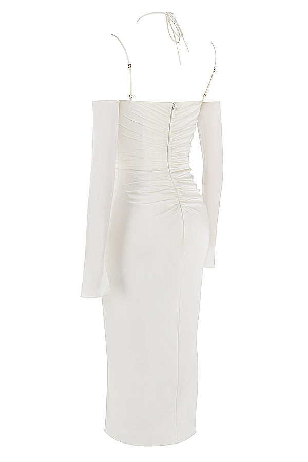 Stilla | Ivory Satin Midikjole