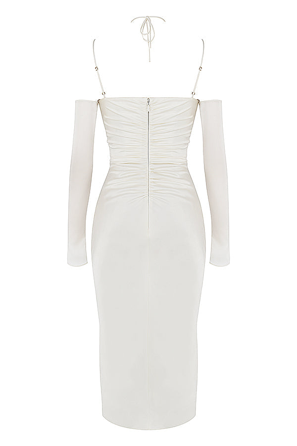 Stilla | Ivory Satin Midikjole